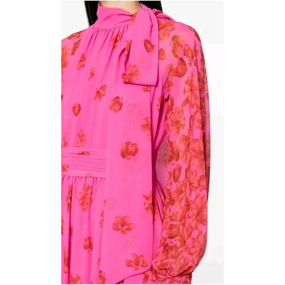 Sachin & BabiVera floral-print chiffon gownPink Red Floral Naxi Dress Sz 0 XS - Picture 11 of 16
